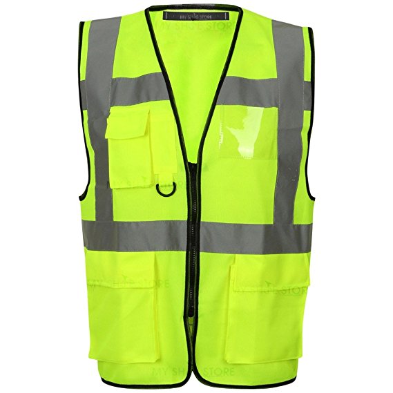 Multi Pocket Zipped Hi Vis Vest EN ISO 20471 - SuperStuff Workwear