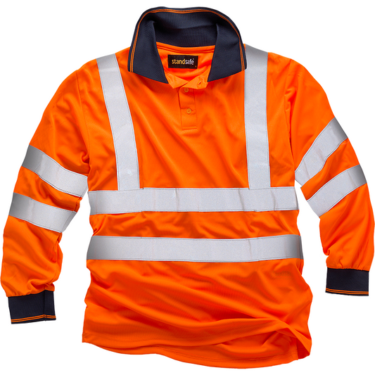 Long Sleeve Hi Vis Polo Shirt EN ISO 20471 GO/RT 3279/RIS-3279-TOM