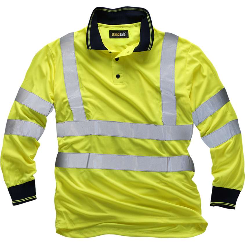 Long Sleeve Hi Vis Polo Shirt EN ISO 20471 GO/RT 3279/RIS-3279-TOM